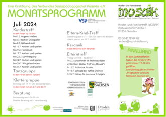 Monatsprogramm vom Kinder- und Familientreff "Mosaik"